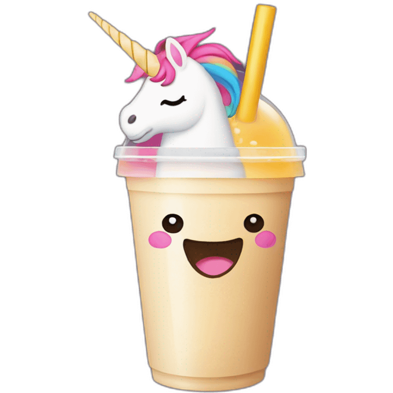 A bubble tea with a unicorn lid emoji