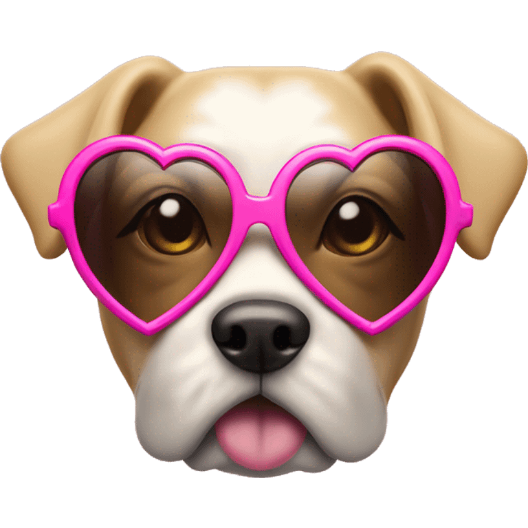 head of a lady dog with heart shaped pink sunglasses emoji