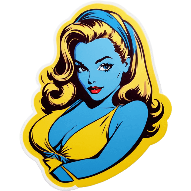 Pop art sexy women with blue hear emoji