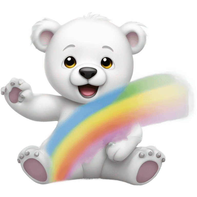 White Baby Bear Throwing Up Rainbow emoji