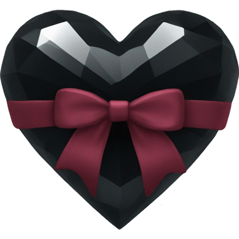 crystal black heart with burgundy bow emoji