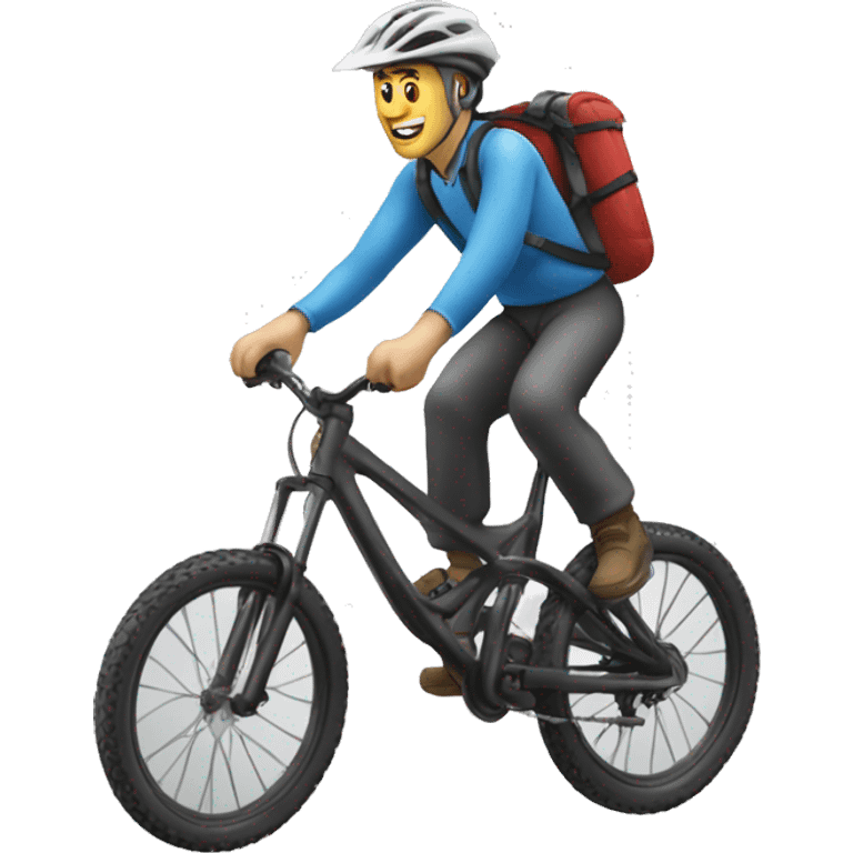 Un homme qui porte son VTT DH emoji