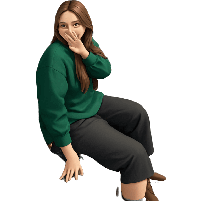 brown haired girl outdoors sitting emoji