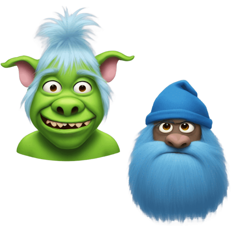 Pig man and blue grinch  emoji