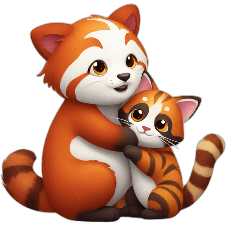 red-panda-and-cat-hugging emoji