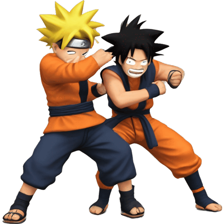 Naruto y goku peleando emoji