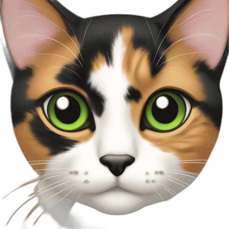 Green eyed Calico cat with black nose emoji