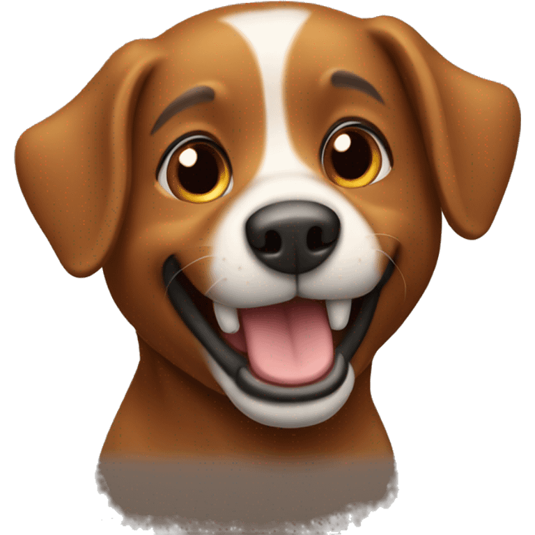 Buddy dog , brown, happy, playing emoji