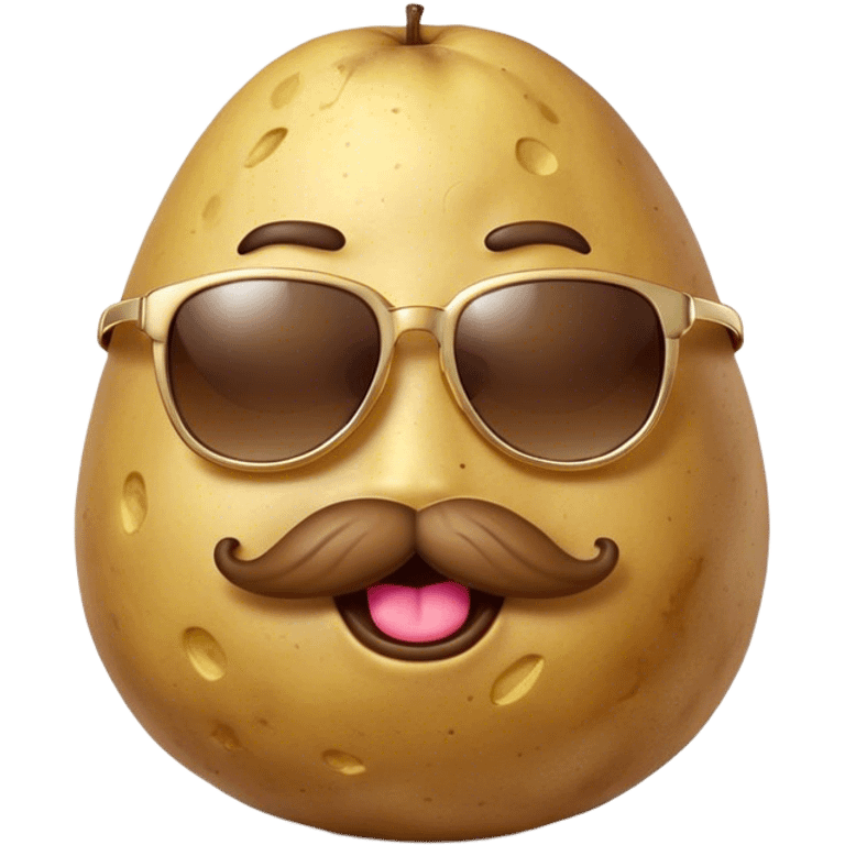 Golden potato with mustche and snglasses laughing with tears emoji