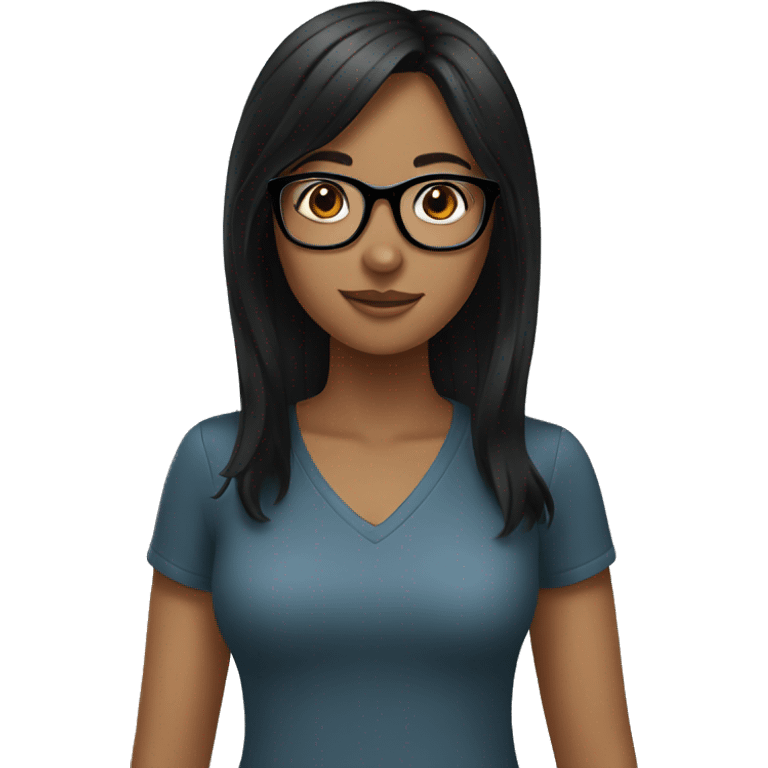 Girl with glasses and black hair emoji