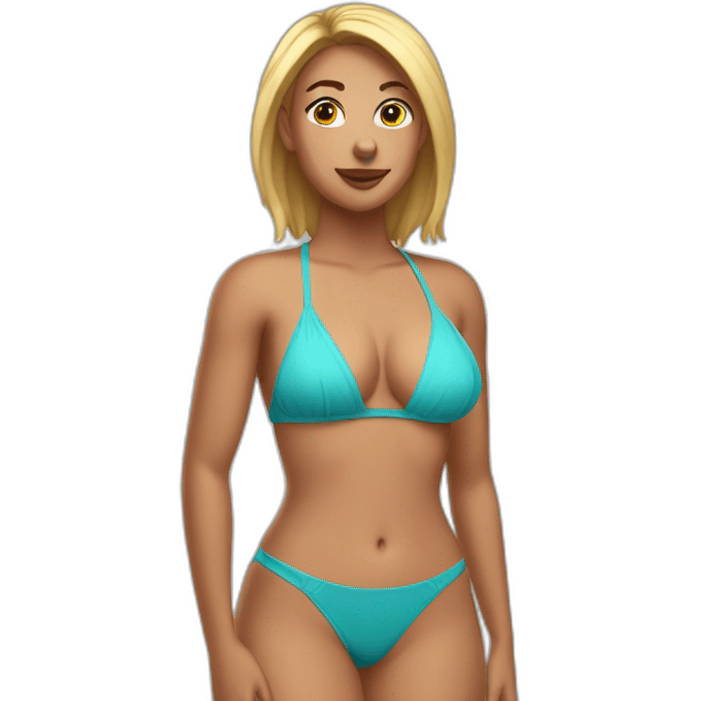 Slim-thicc Caucasian woman small bikini pose (beach body) emoji