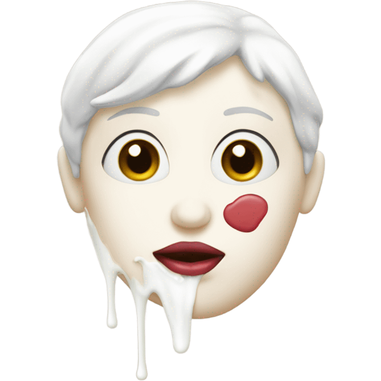 Lipstick Face covered in milk liquid emoji