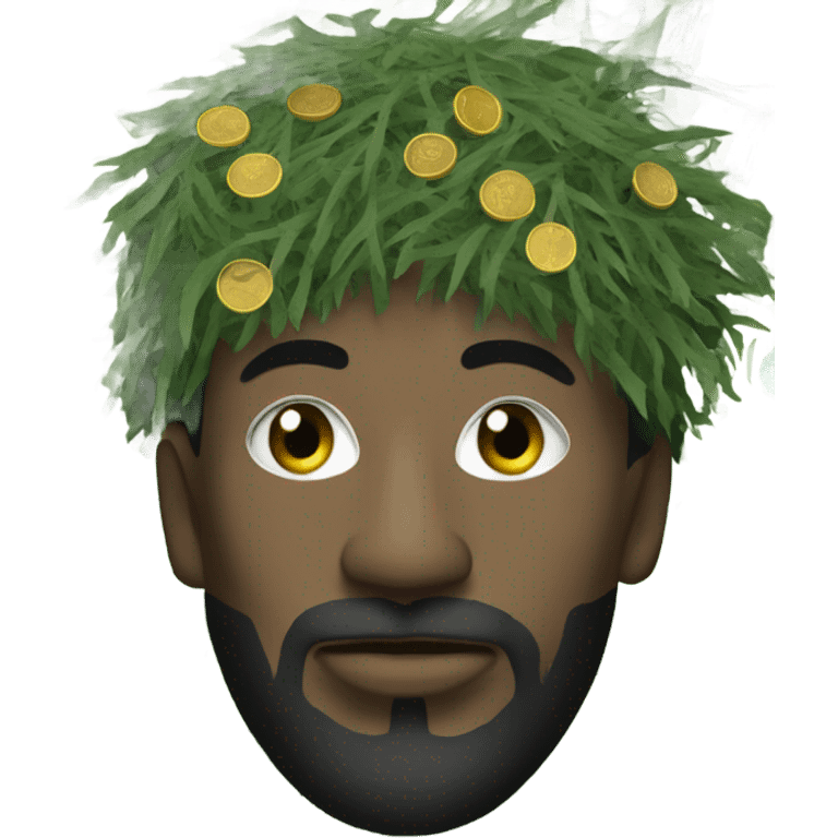 Man in a ghillie suit made of money emoji