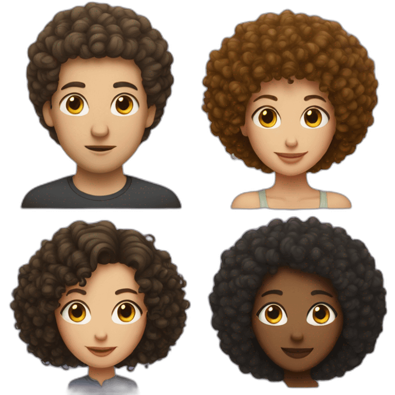 a white man with curly hair and a mixed race woman with an afro emoji