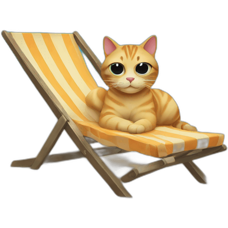 cat relaxing on the beach emoji