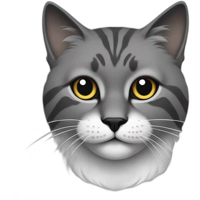 Norvegian cat, color smoke grey, white and black emoji