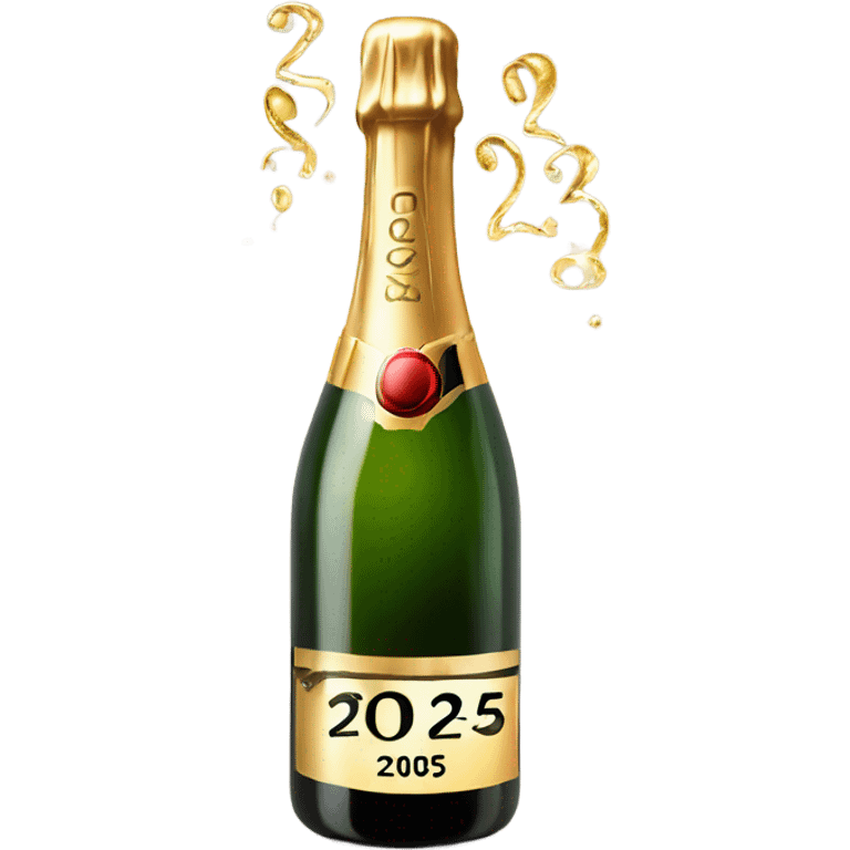 opening bottle of champagne with 2025 written on it emoji