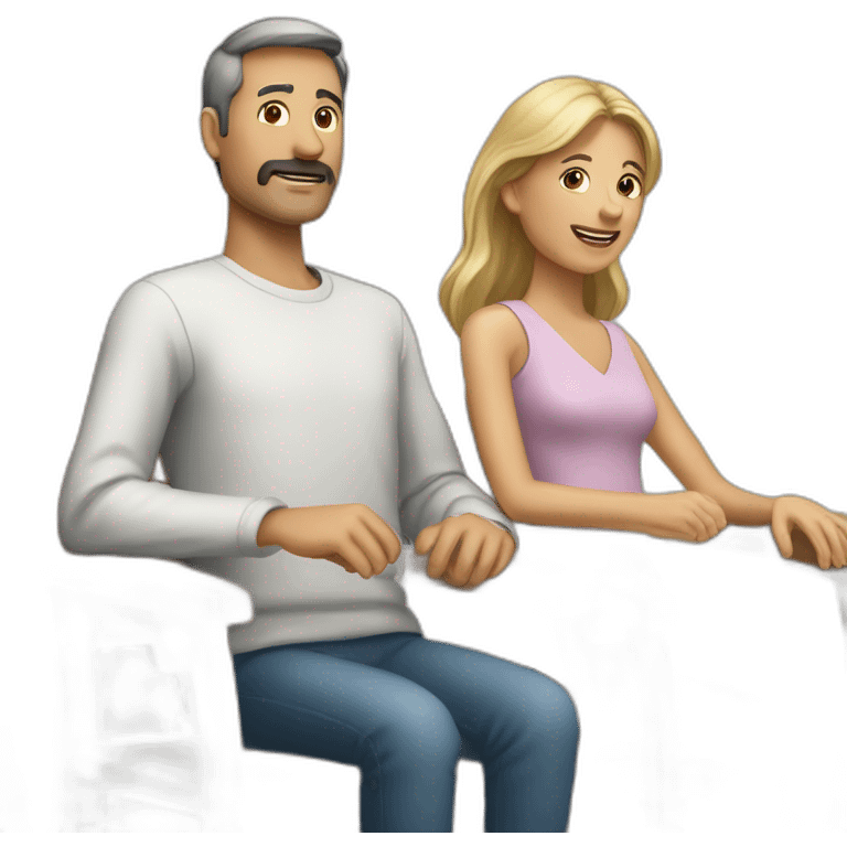 dos personas sentadas en sillas perspectiva desde atras emoji