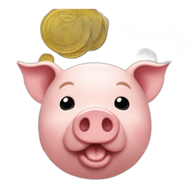 Pig with gold monetes emoji