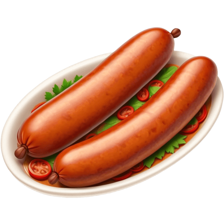 Chorizo Cinematic Realistic Chorizo Dish Emoji, depicted as a single, perfectly spiced sausage, rendered with rich textures and dynamic, appetizing lighting. emoji