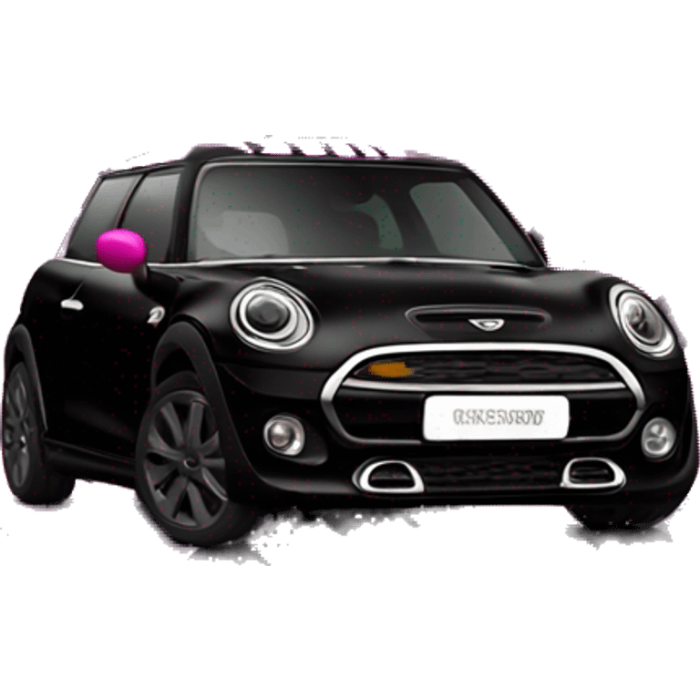 All black mini cooper se with stripes hot pink emoji