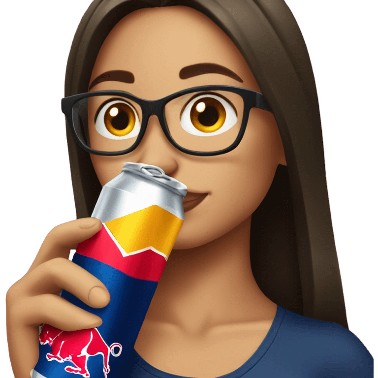 Brunette woman Drinking Red Bull emoji