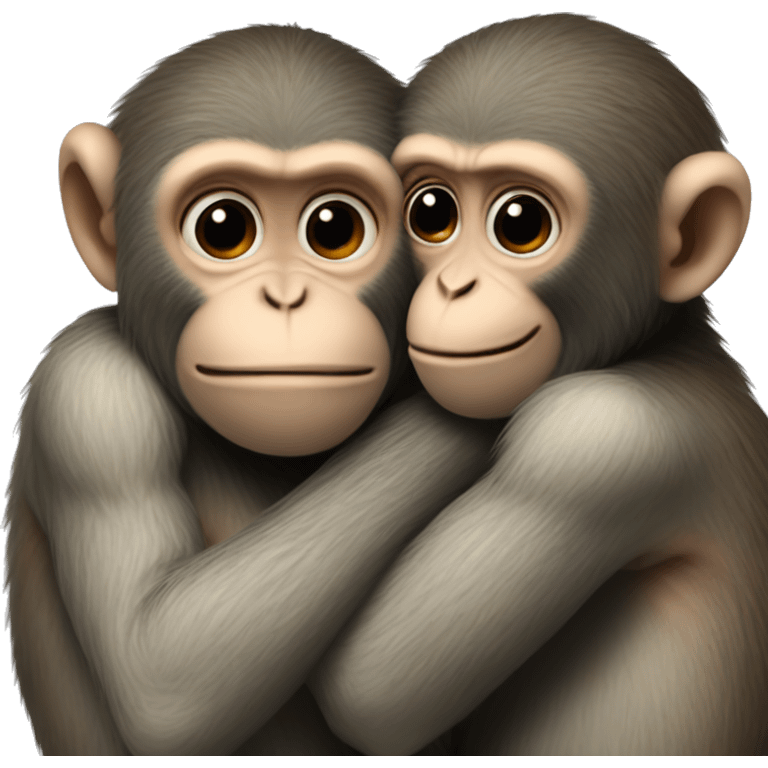 2 Monkeys hugging cute emoji