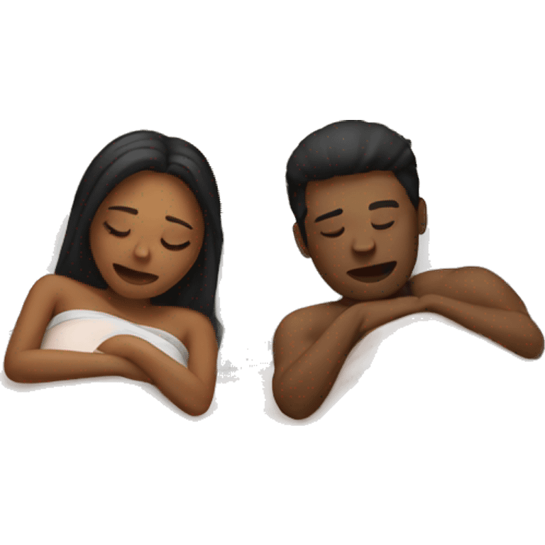 couple sleeping with a surprise in the bed emoji