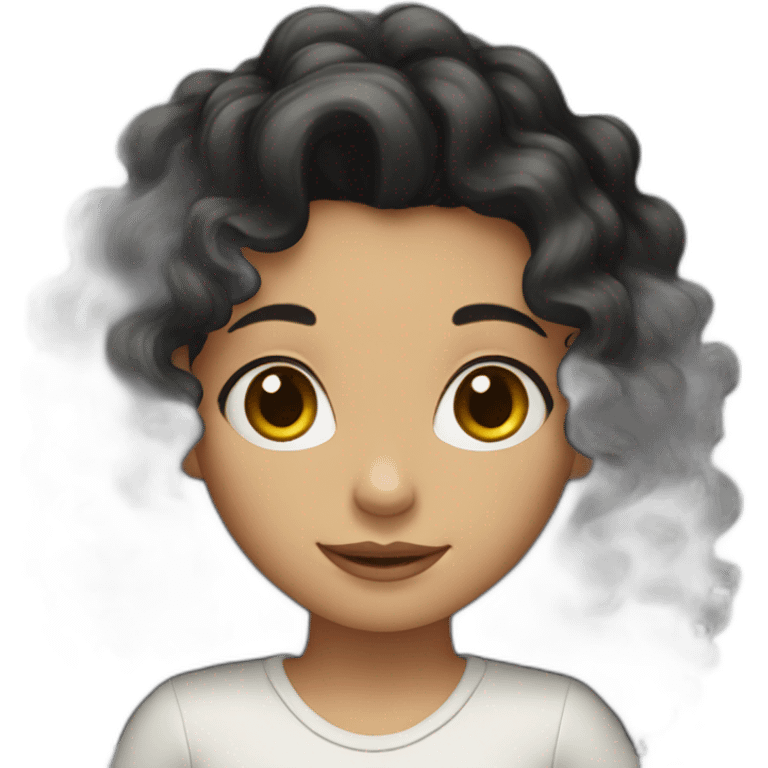 Girl with long black curly hair emoji