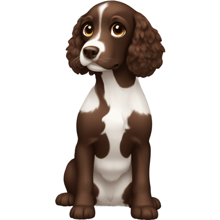 Chocolate brown spaniel with white flash emoji