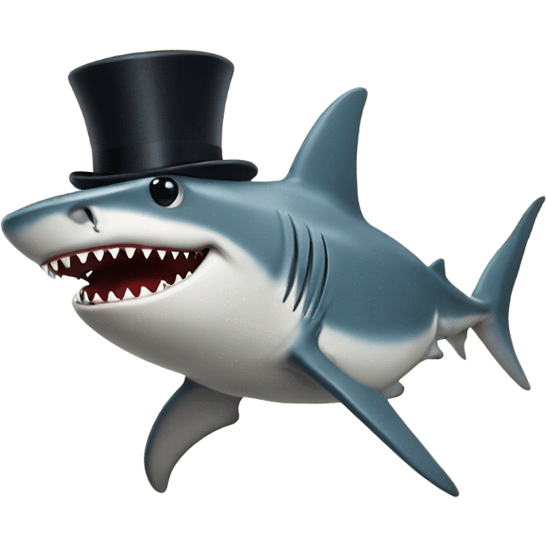 Shark with a top hat emoji