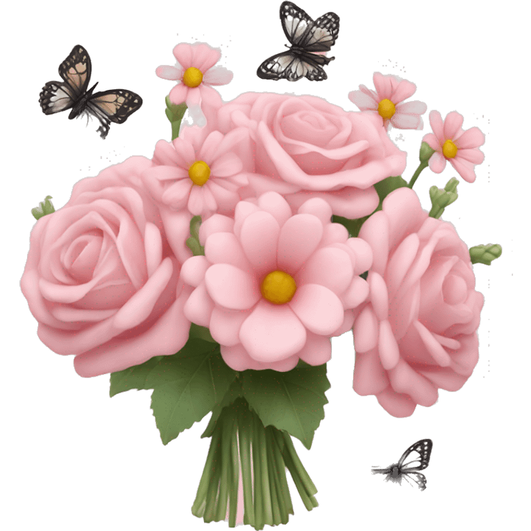 Pale pink bouquet with butterflies emoji