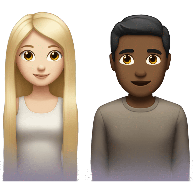 White skin girl with blonde hair and light brown skin guy with straight black hair emoji