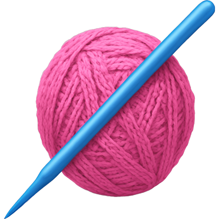 Pink yarn ball with blue crochet hook emoji