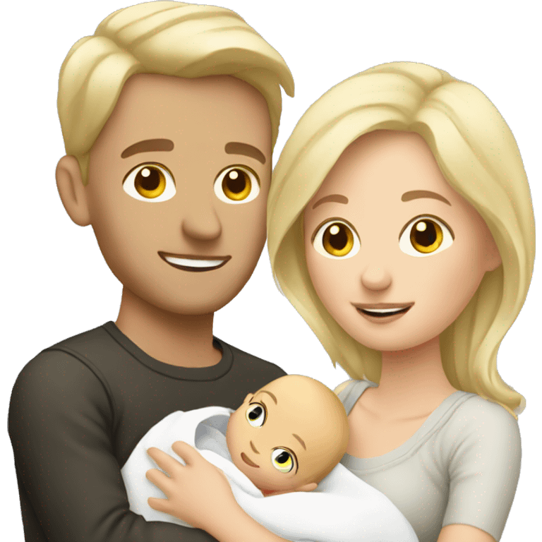 blonde european couple holding newborn emoji