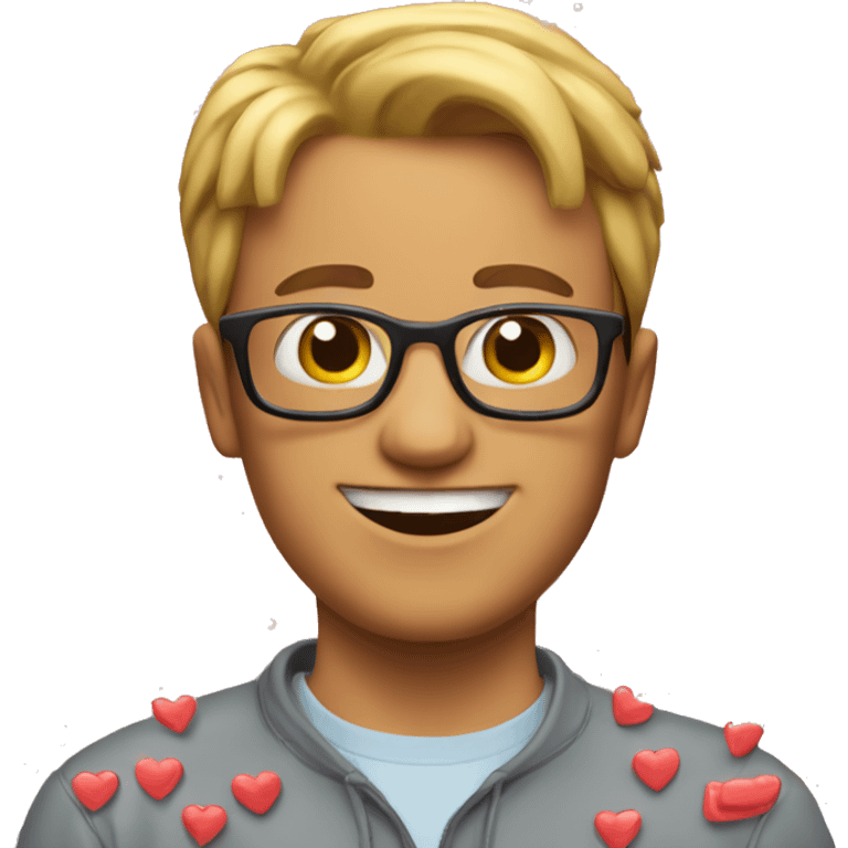 Nerd surrounded by love hearts  emoji