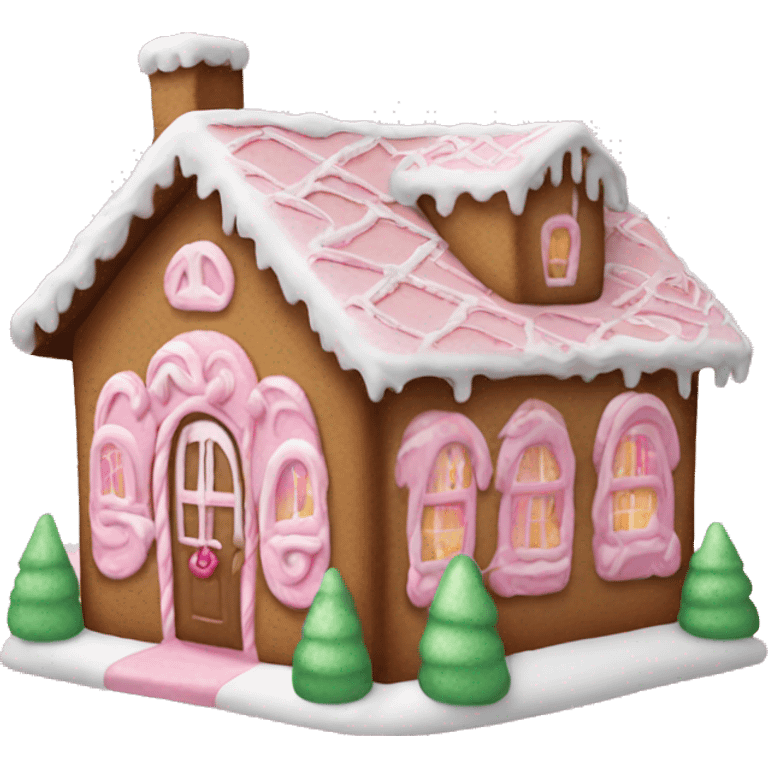 A pink gingerbread house emoji