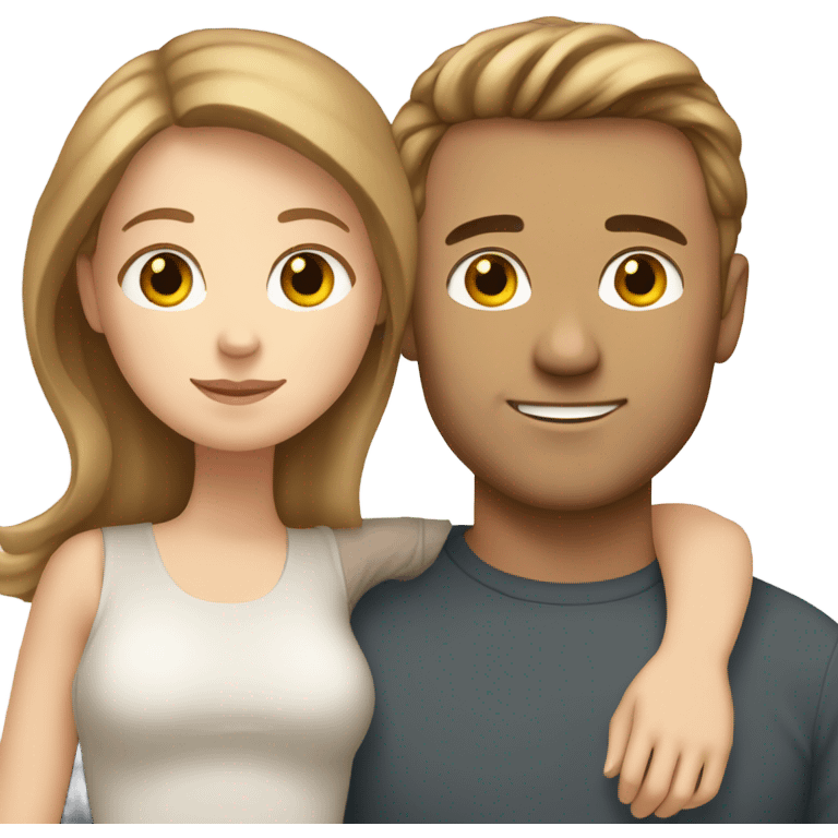 White girl with light brown hair and white man with light brown hair hugging  emoji