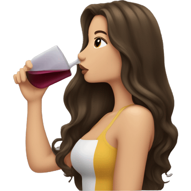 Brunette long hair sipping wine emoji