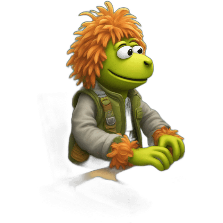 fraggle software engineer typing code on laptop emoji