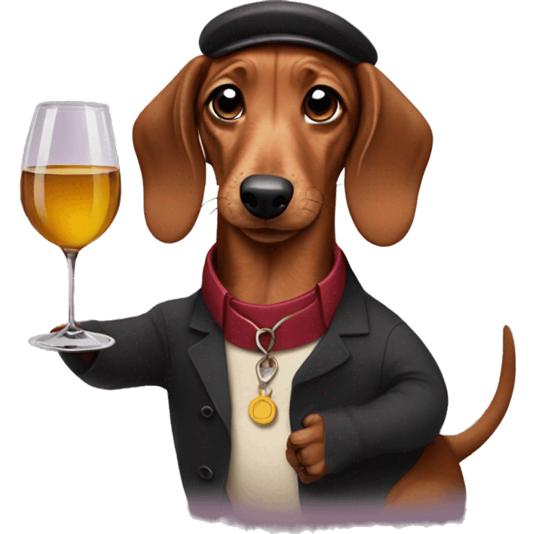 dachound holding wine emoji