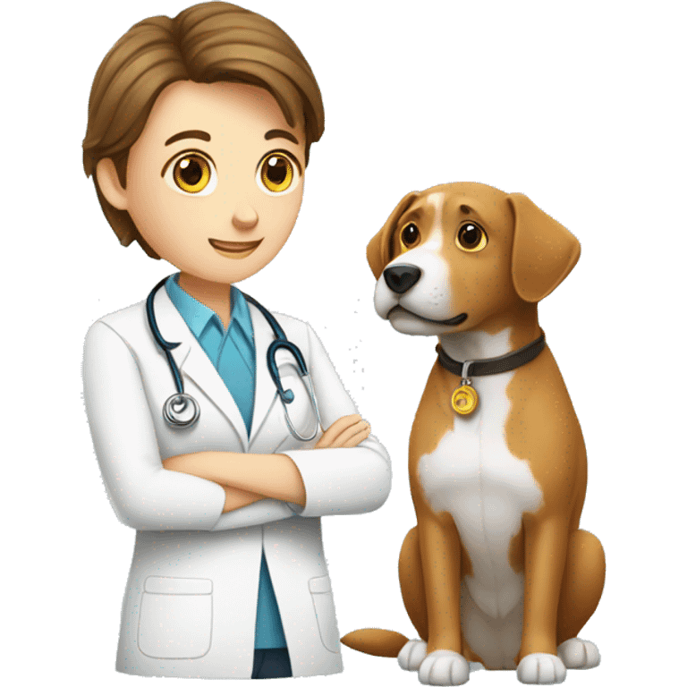 Veterinarian examining pet emoji