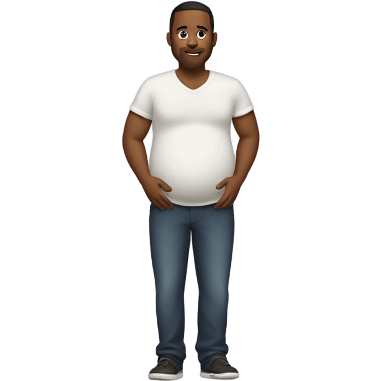 Man with pregnant with large baby bump emoji