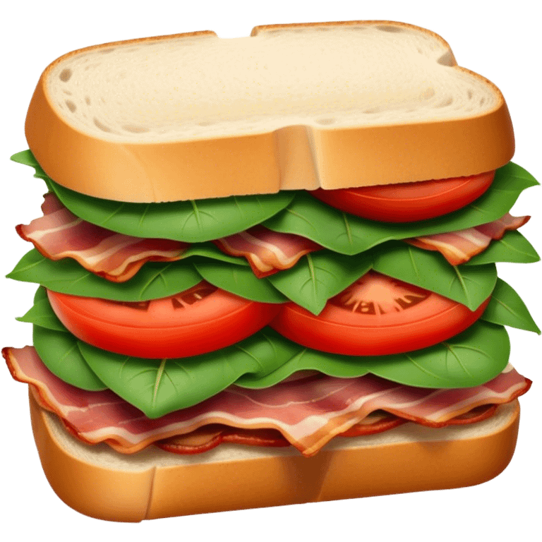 Sourdough bread sandwich with arugula and bacon and tomato slices inside emoji