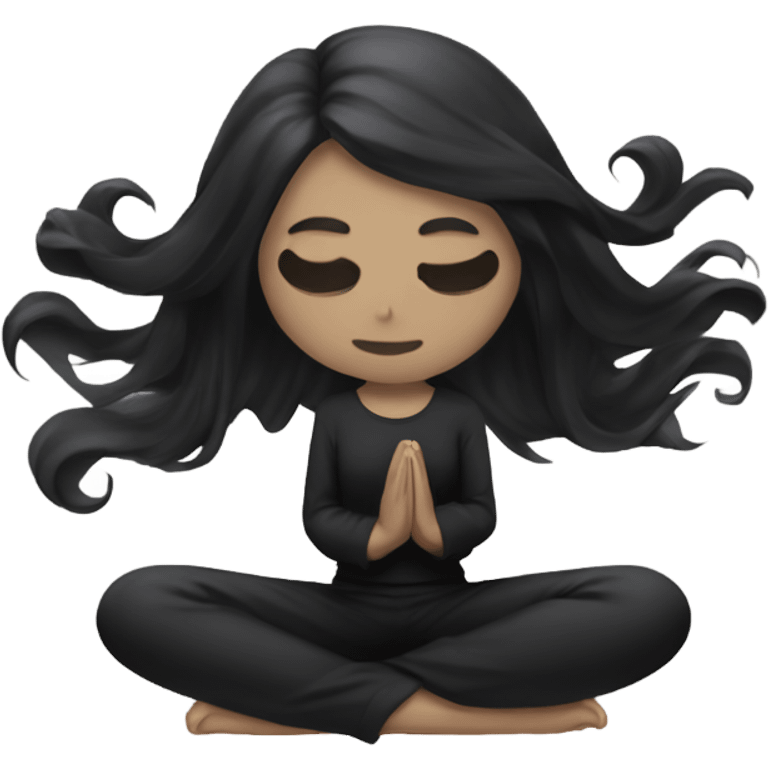 goth white girl and black hair meditating emoji