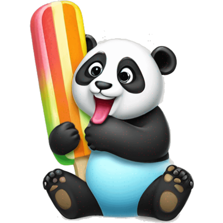 A panda licking an ice lolly emoji