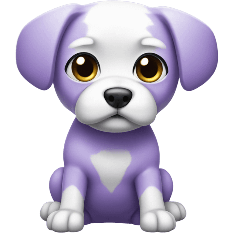 Purple Chibi Dog with Folded ears, white face, white paws, black eyes, Full Body emoji