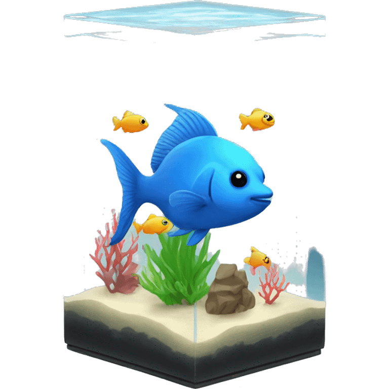 Cube aquarium with small white fish emoji