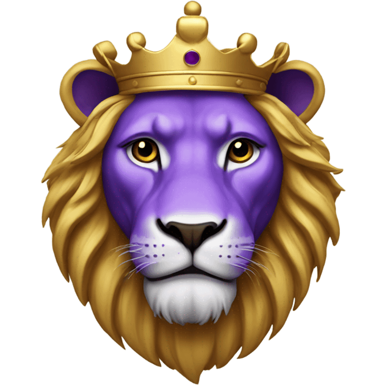 Lion, crown, gold, purple emoji