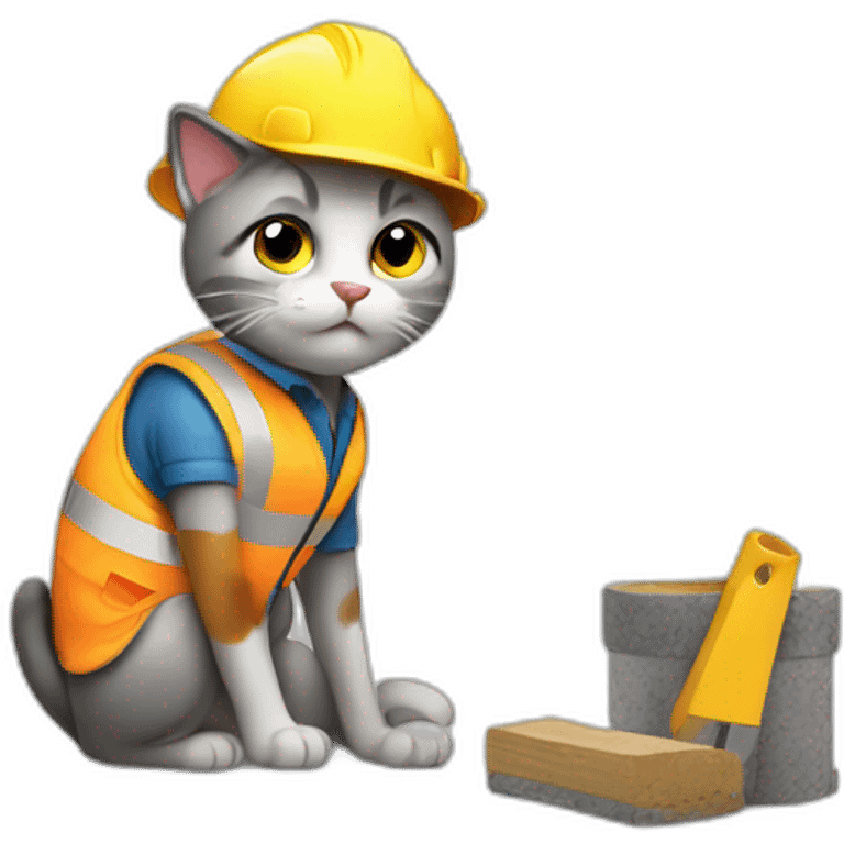 A cat working in construction emoji